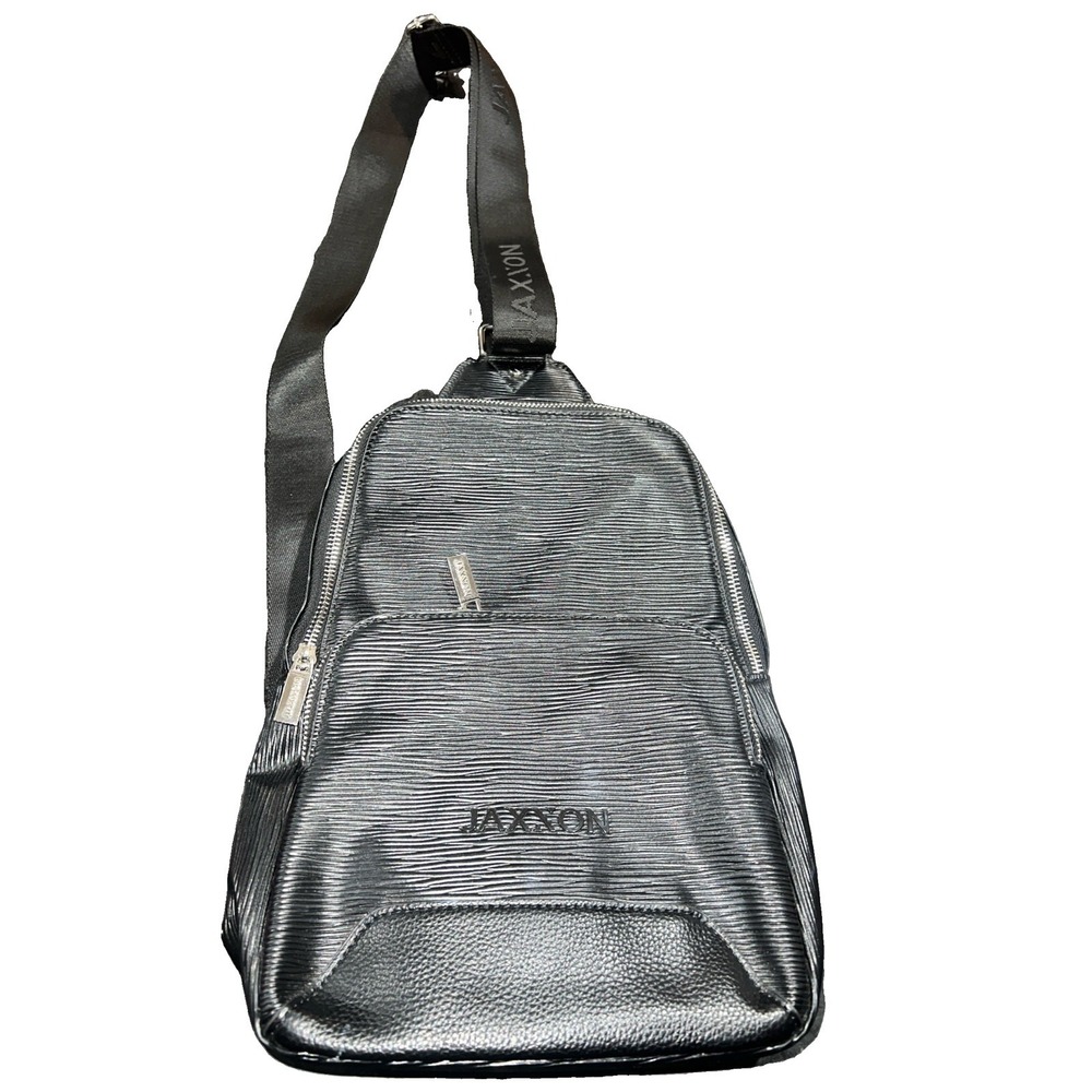 10N36/ JAXXON black ribbed leather crossbody sling bag